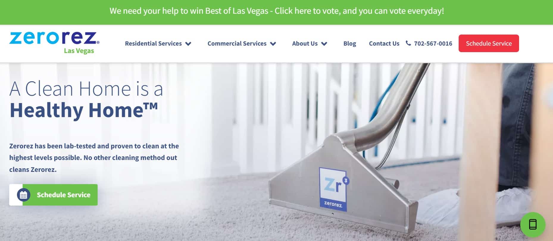 Zerorez Las Vegas Homepage