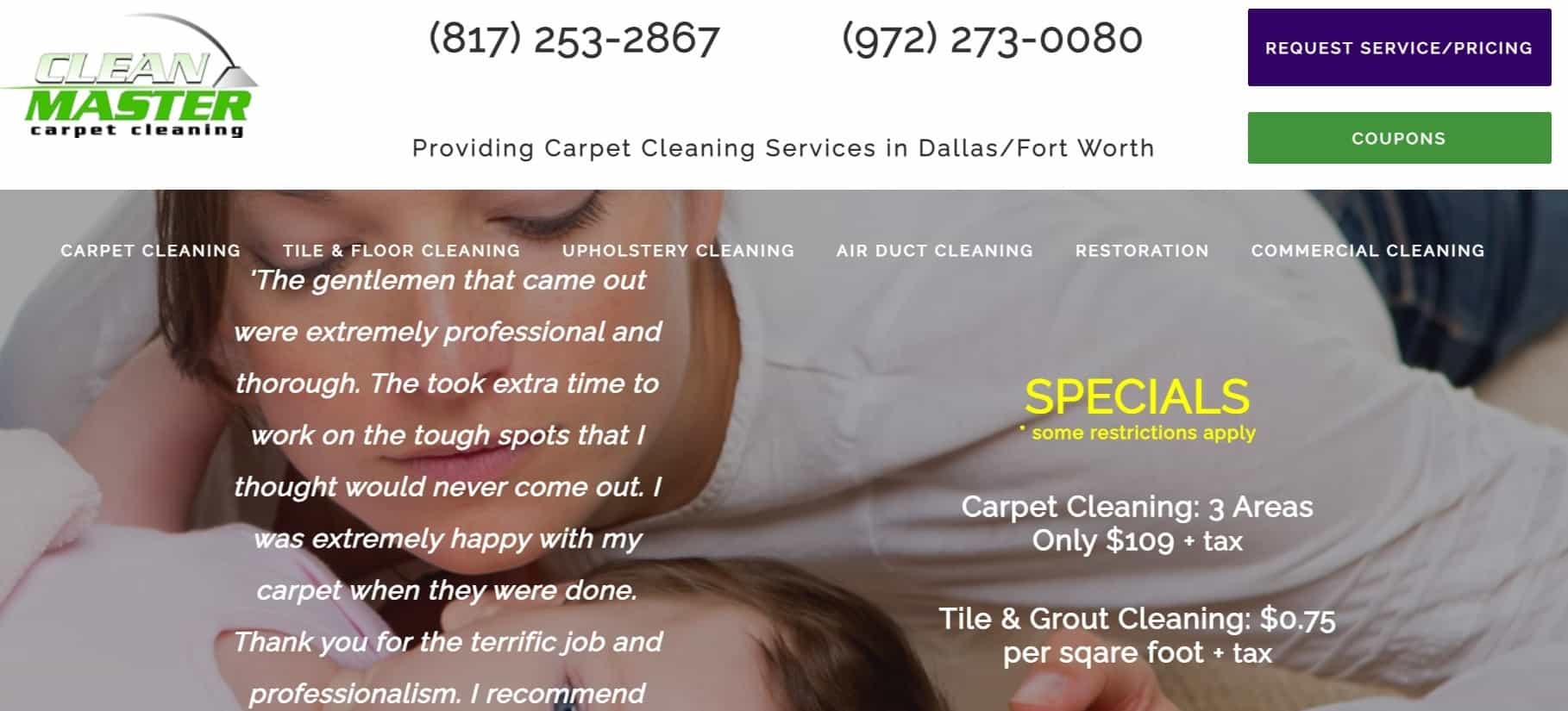Clean Master Carpet Cleaning Homepage