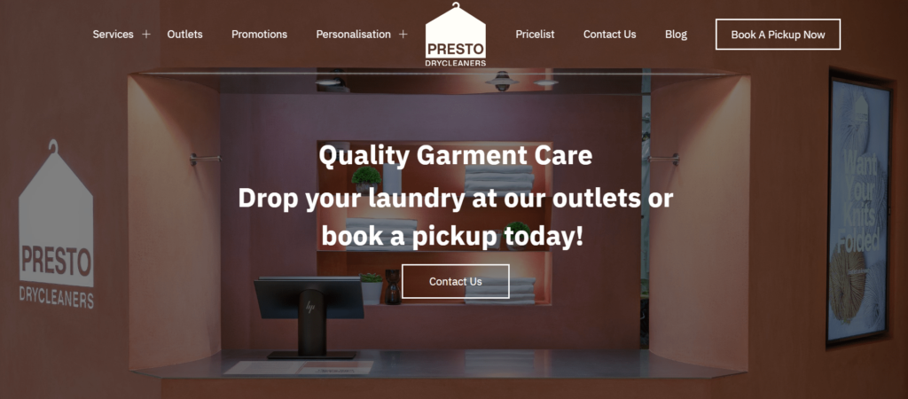 Presto Drycleaners' Homepage