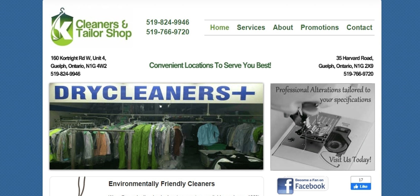 K Cleaners & Tailors Shop Homepage