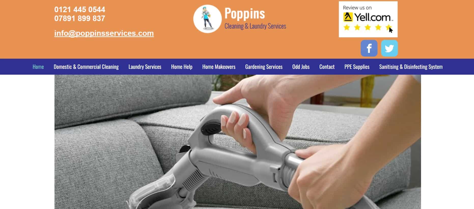 Poppins Cleaning & Laundry Services Homepage