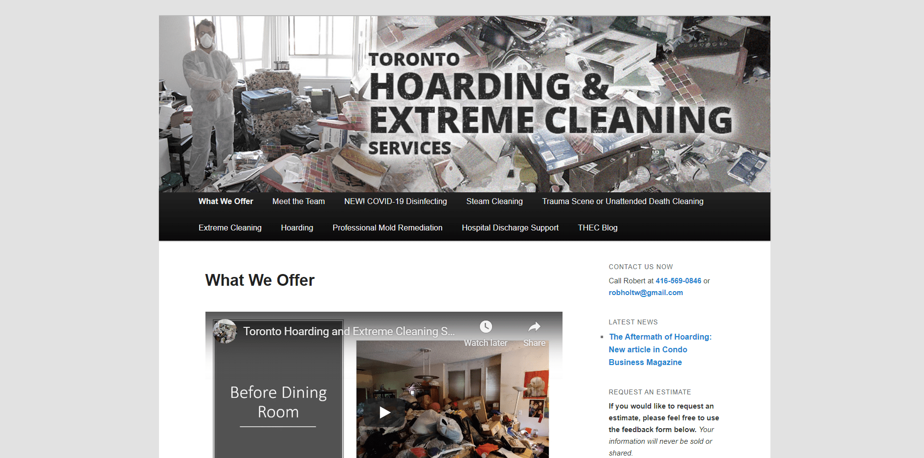 Toronto Hoarding and Extreme Cleaning Services' Homepage