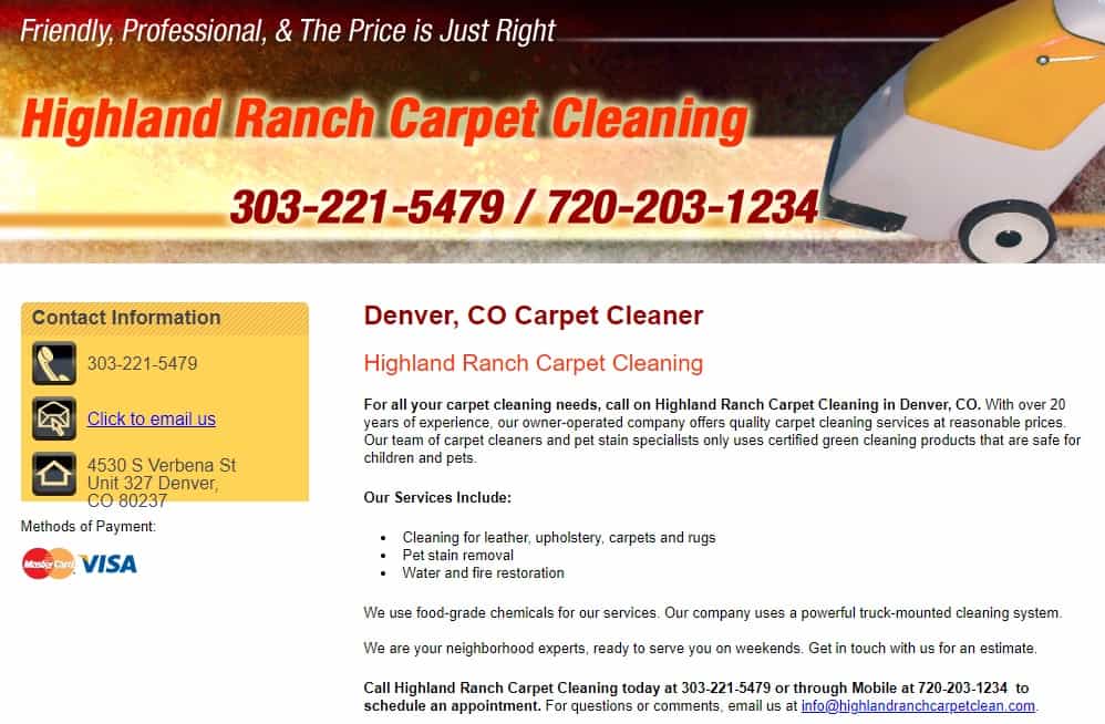 Highlands Ranch Carpet Cleaning's Homepage