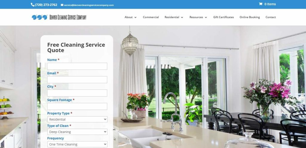 Denver Cleaning Service Company's Homepage