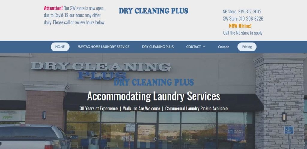 Dry Cleaning Plus' Homepage
