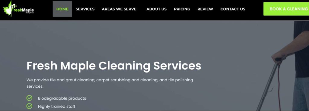 Fresh Maple Cleaning Services' Homepage