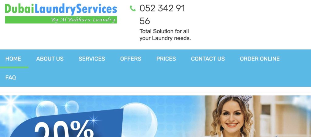 Dubai Laundry Services' Homepage