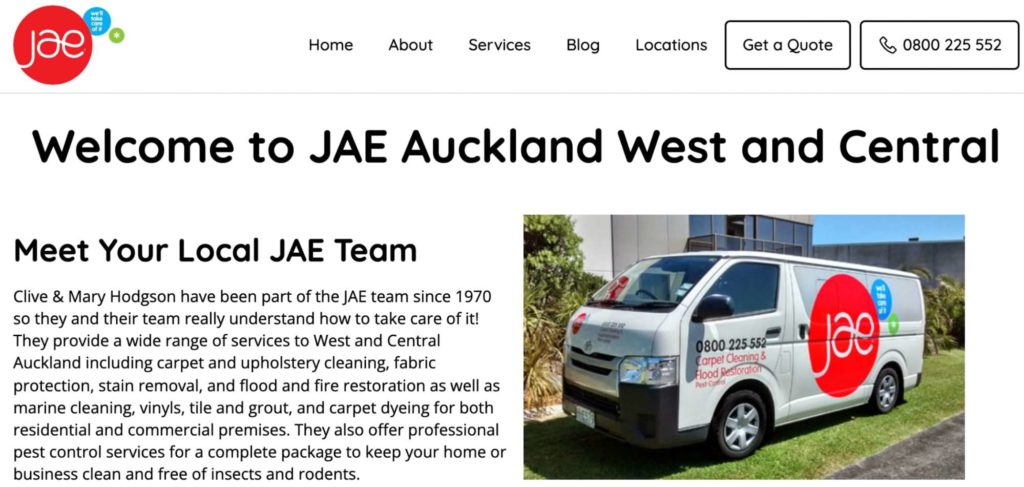 JAE Carpet Cleaning (Auckland West and Central)'s Homepage