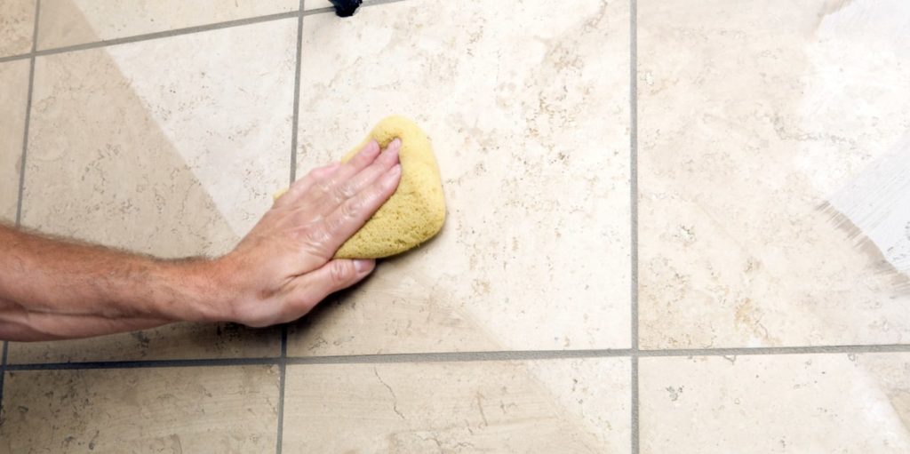 Rinse the tile and grout well
