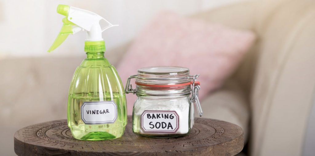 Spray vinegar over the baking soda
