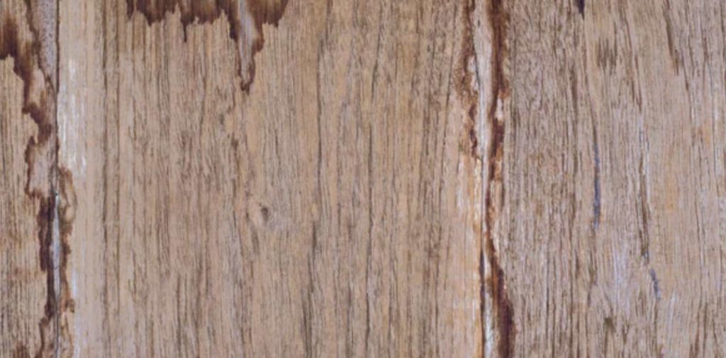 What type of water stains are on wood